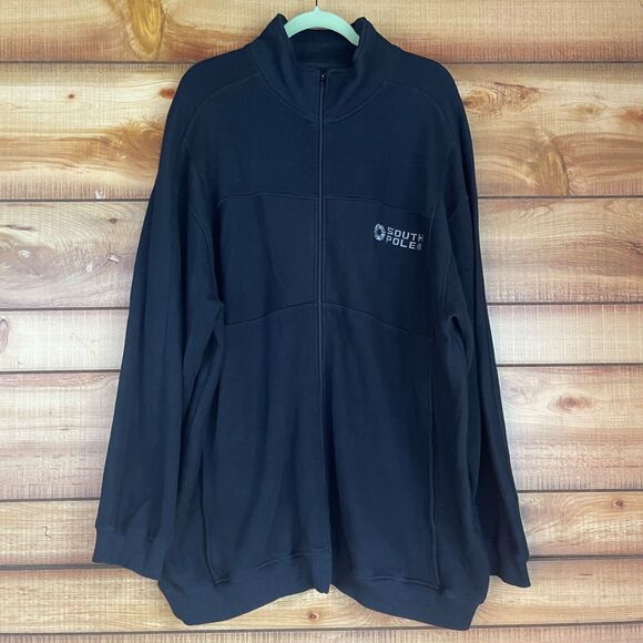 Southpole Jacket Mens XL Black Knit Full Zip Streetwear Hip‎ Hop Rap DJ Y2K VTG - Picture 1 of 5